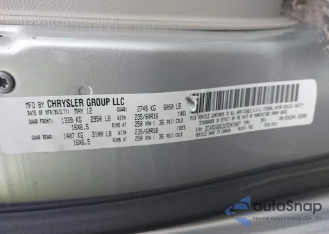 2012 Dodge Grand Caravan Se/Avp из США, поврежденный, VIN 2C4RDGBG3CR347007